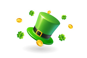 3D leprechaun hat with gold coins, an Object Illustration by GraphiShop