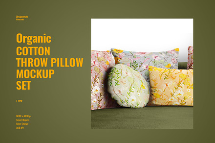 Organic Cotton Throw Pillow Mockup