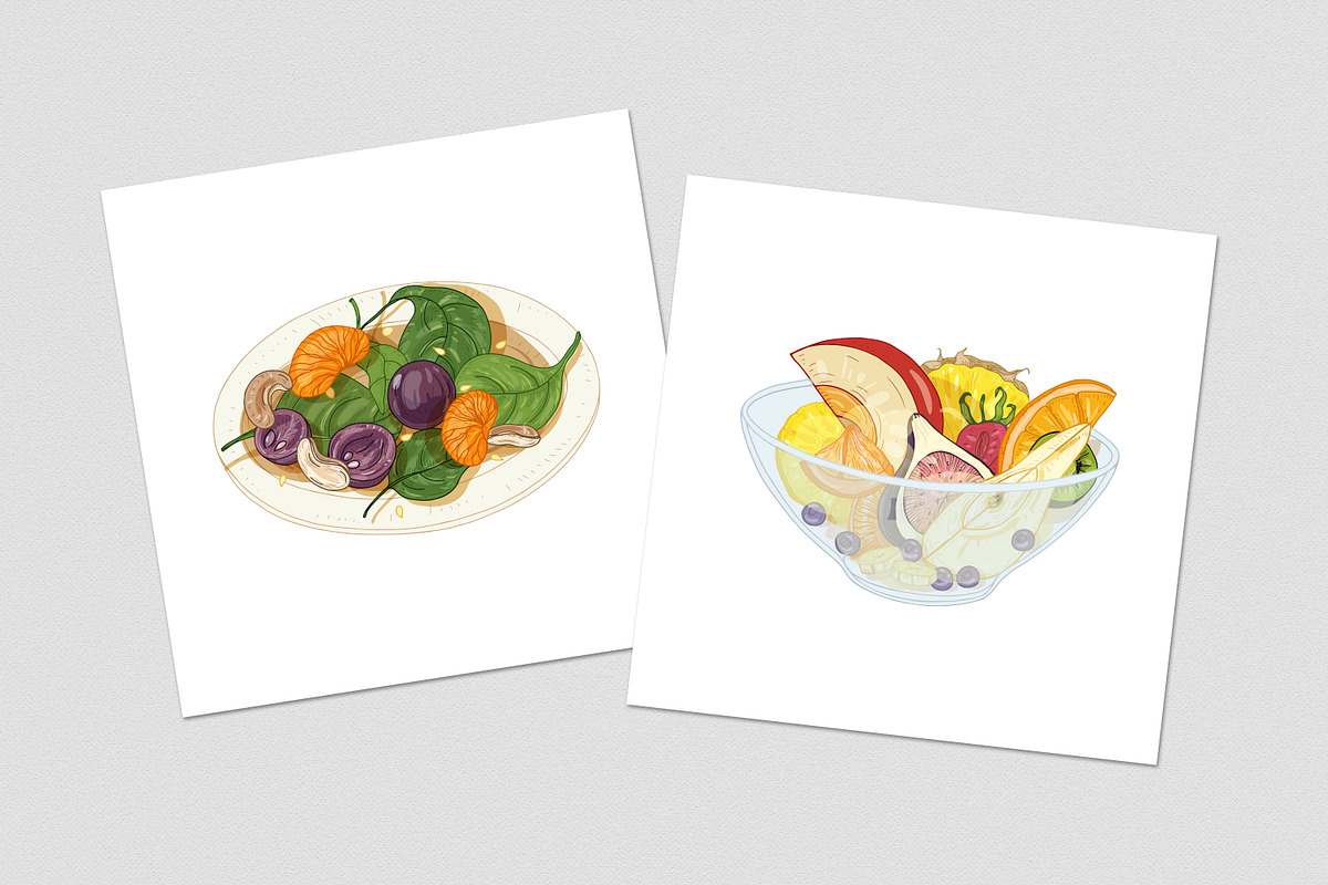 Salad set and backgrounds, a Food Illustration by Good Studio (Photo 8 of 9)