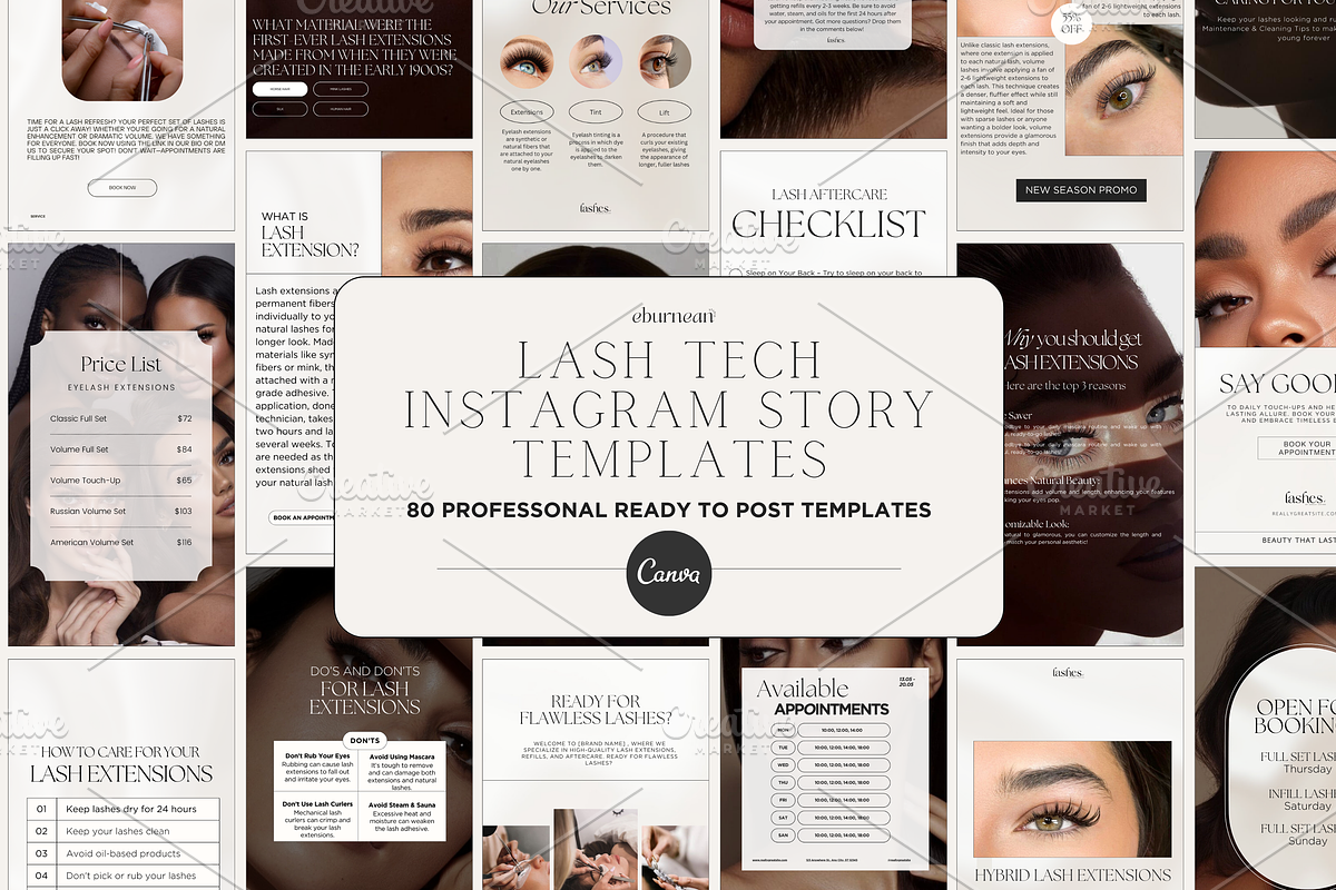 Lash Tech Template Instagram Stories, a Social Media Template by Studio Eburnean (Photo 1 of 3)