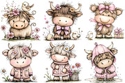 Whimsical Easter Highland Cow Clipar, an Illustration by DreamPrint404 (Thumbnail 4 of 6)