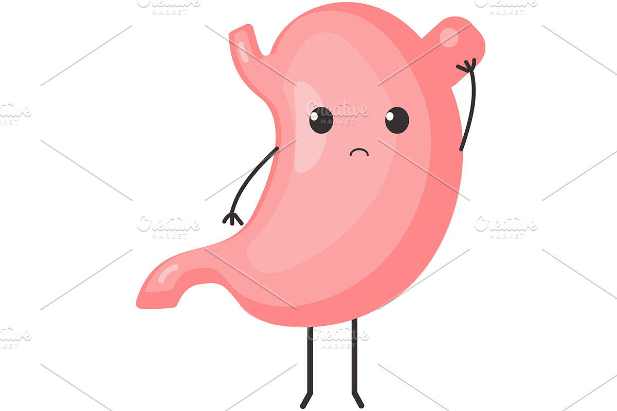 Stomach ache vector, increased, a Healthcare Illustration by SiberianArt