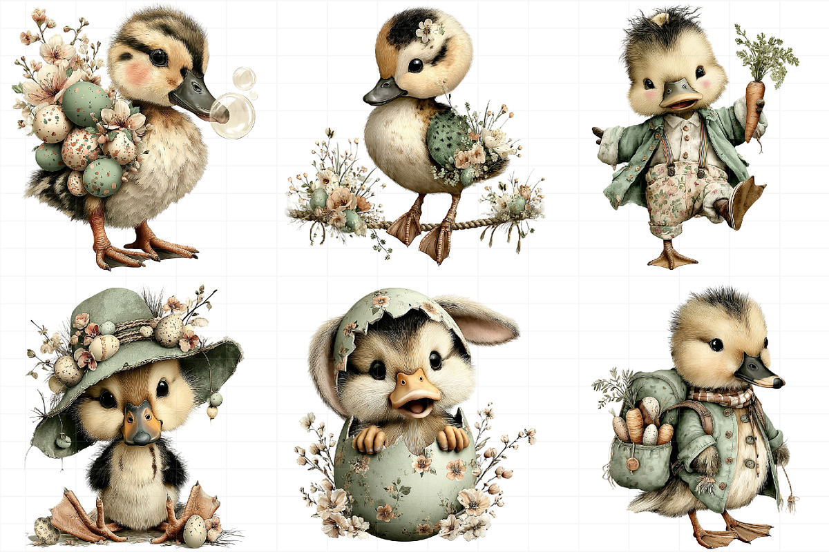 Whimsical Easter Duck Clipart, an Illustration by Daily.Designs (Photo 6 of 7)
