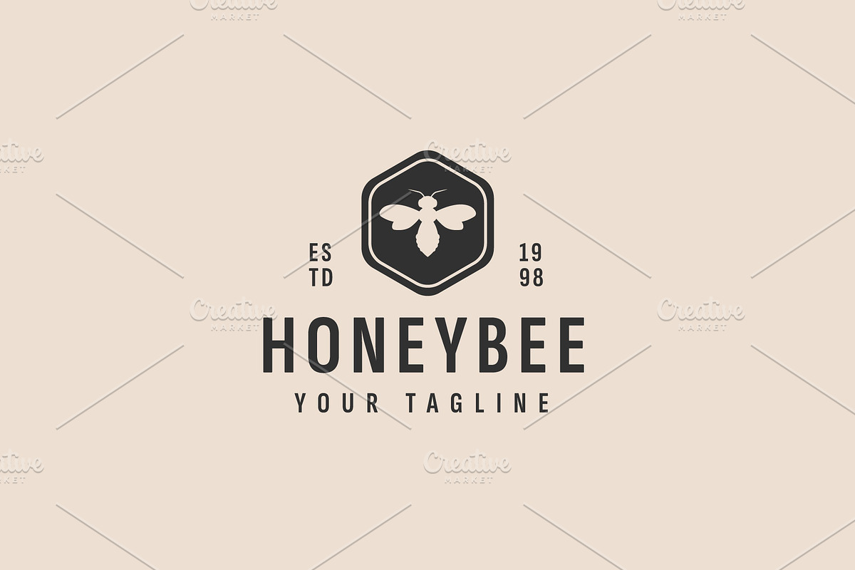 Honey bee logo illustration, a Branding & Logo Template by Dyn Studio