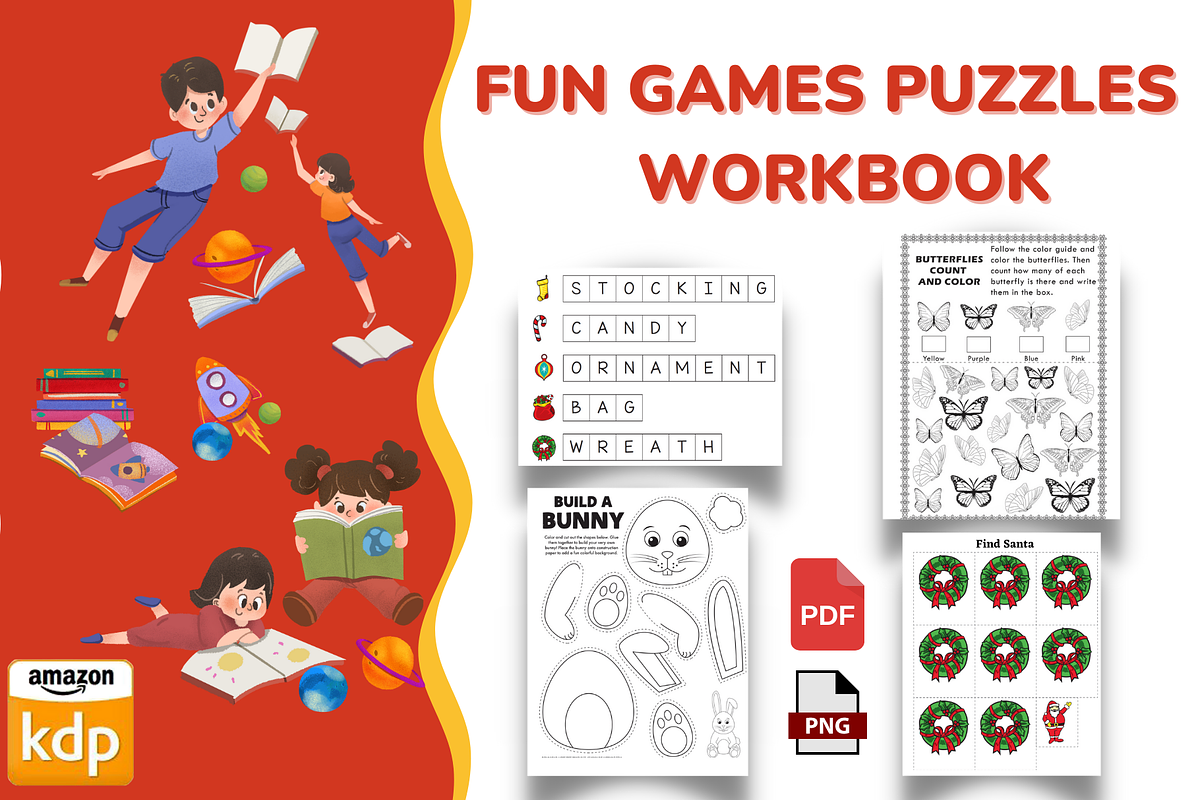 Fun Games Puzzles Activity Workbook, a Templates & Theme by Premium Digital Templates (Photo 1 of 3)
