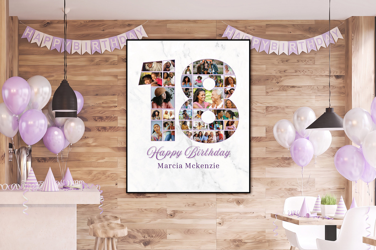 18th Birthday Photo Collage Poster, a Poster Template by Godserv Designs (Photo 9 of 14)