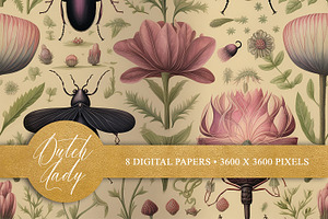 Seamless Botanical Beetle Patterns