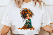 Whimsical Fall Autumn Girls Clipart, a Seasonal Illustration by designcity5 (Thumbnail 4 of 5)