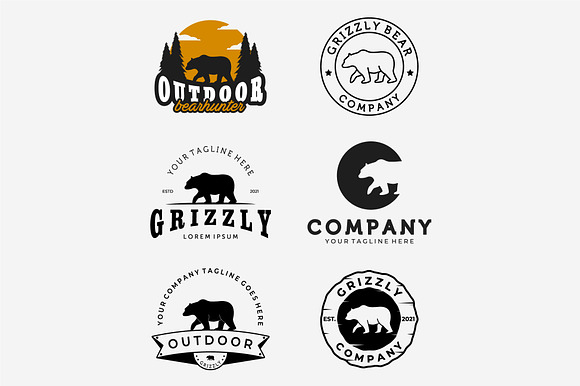 Set Bundle Walking Bear Hunter Logo preview 2