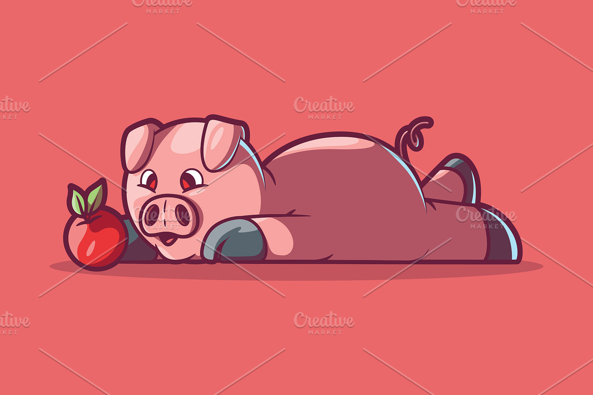 Lazy Pig!, an Animal Illustration by pedrors