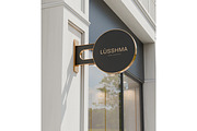 Sign & storefront logo mockup, an Advertising Mockup by Mockthethics. (Thumbnail 4 of 12)