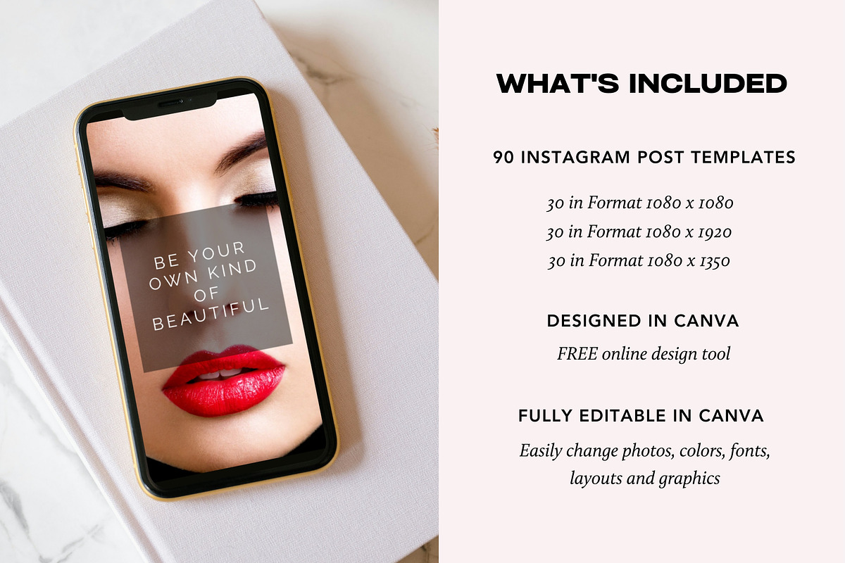 Makeup Beauty Quote Templates Canva, a Social Media Template by DeeBeeDesign (Photo 3 of 9)