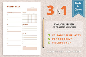 Weekly Planner Template, Canva