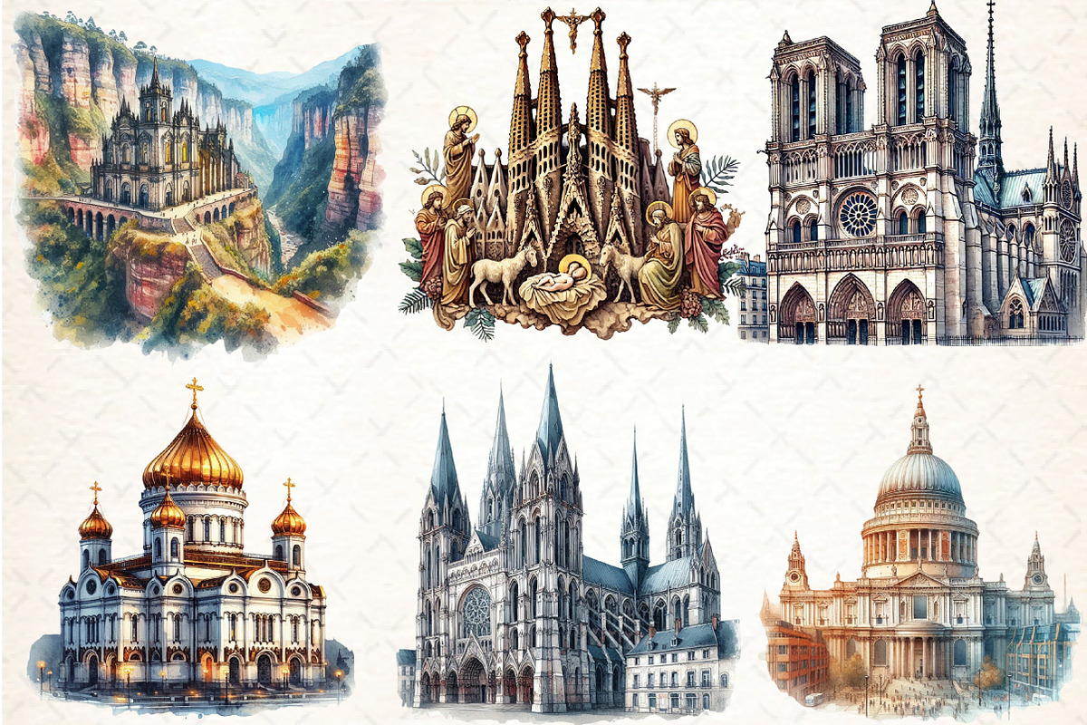 Famous Churches Clipart, an Illustration by DreamCafeArt (Photo 2 of 4)