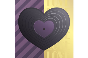 Heart Shaped Vinyl Record Background, a Decorative Illustration by PsychocheArt