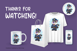 Cartoon Raccoon Cop. SVG, PNG.