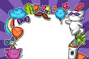 Carnival party kawaii backgrounds., a Card Template by incomible