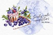 Blueberries watercolor clip art, a Food Illustration by Ann Astro (Thumbnail 6 of 13)