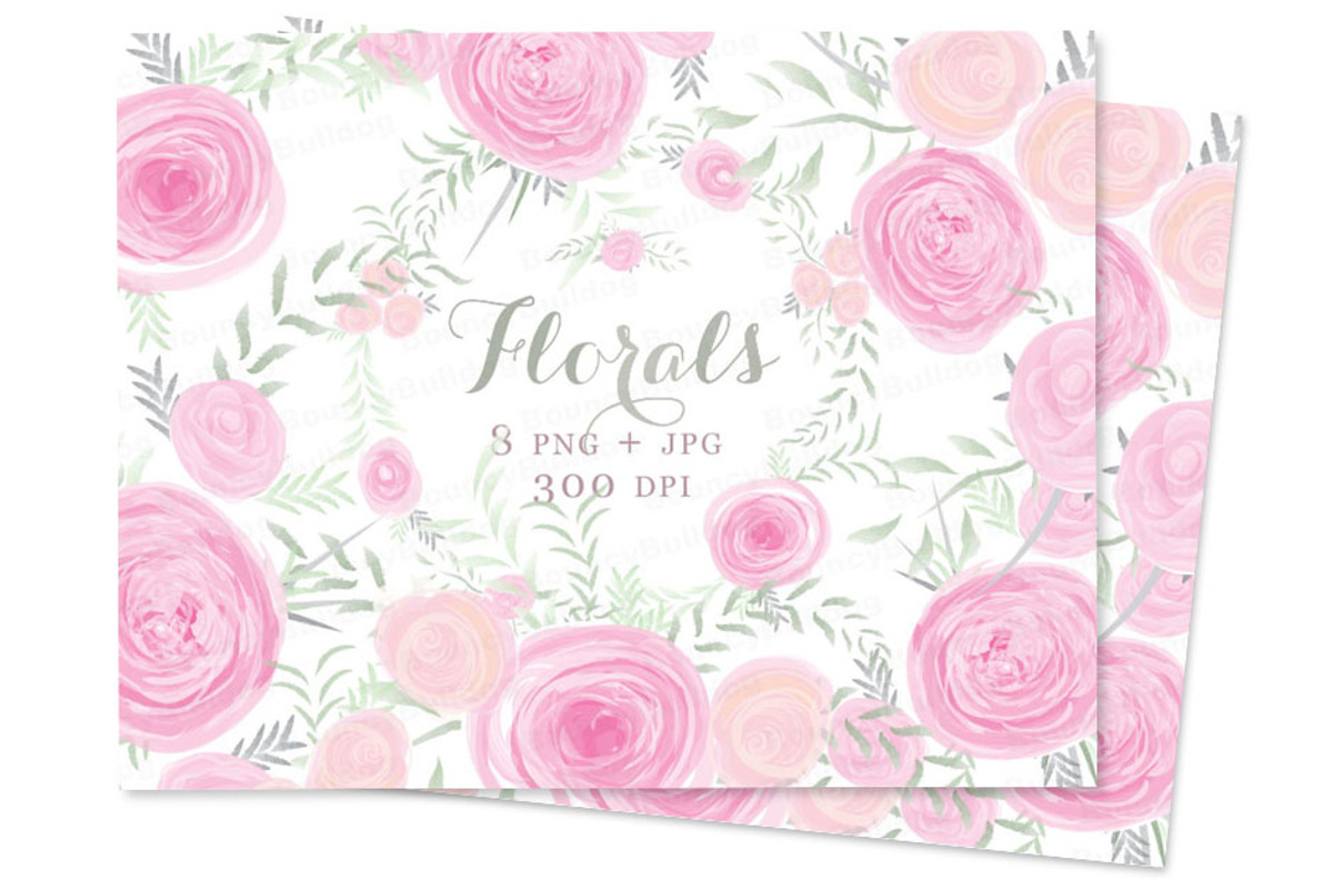 Watercolor clip art pink roses, a Graphic by BouncyBulldog (Photo 2 of 2)