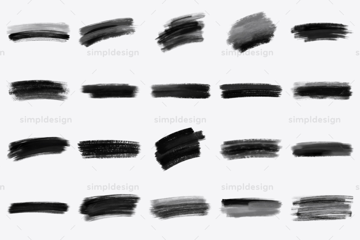 30 Chalky Stroke Photoshop Brushes, a Brush Add-On by SimplDesign (Photo 2 of 3)