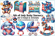 4th of July Baby Nursery Clipart, an Illustration by Craft Nest (Thumbnail 1 of 9)