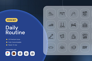 Daily Routine Icon Set, an Outline Icon by Nathaya Studio