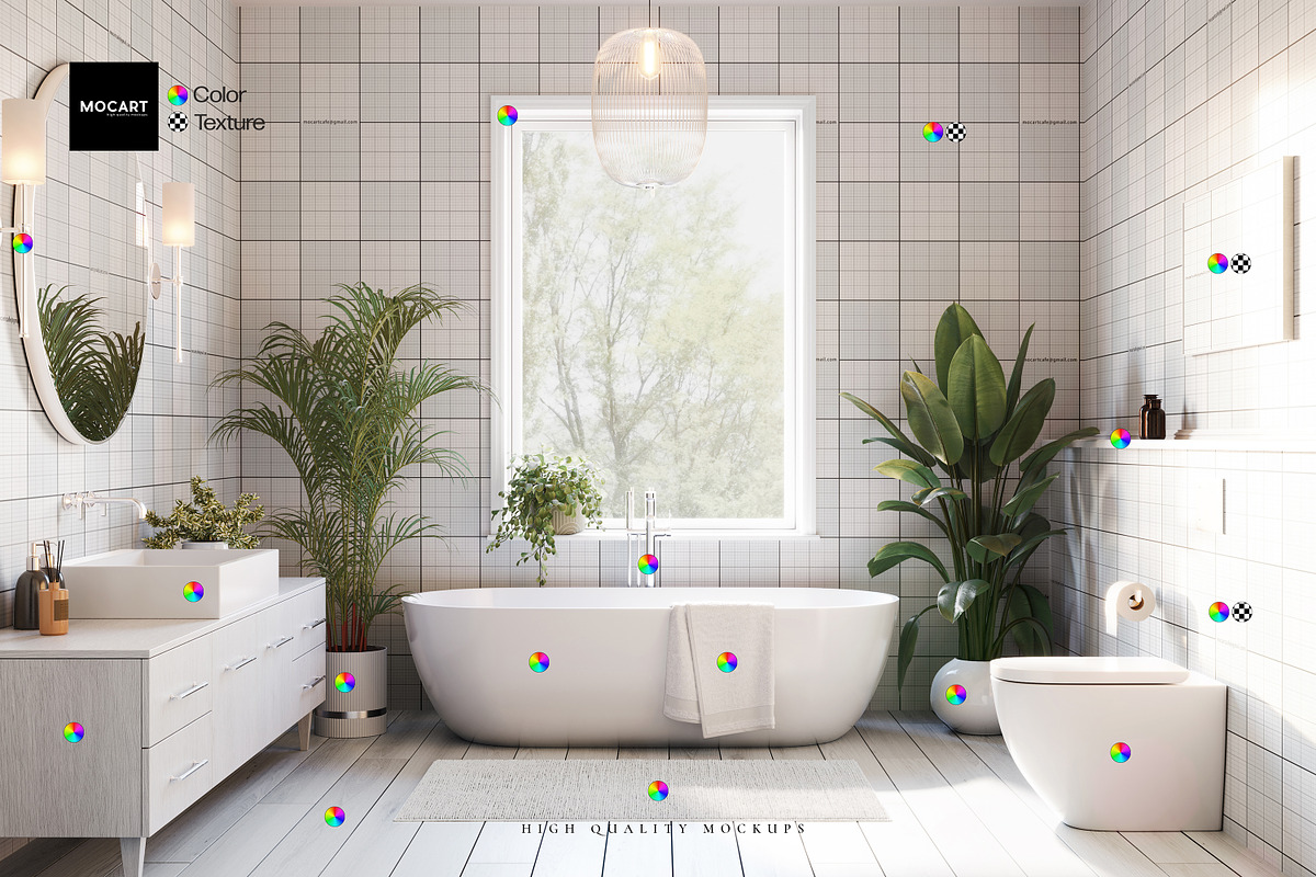 Bathroom Wallpaper Interior Mockup 5, a Household Mockup by Mocart (Photo 5 of 5)
