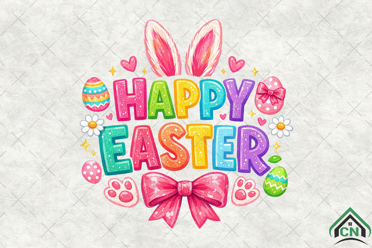 Preppy Brushstroke Happy Easter png, an Illustration by Craft Nest (Photo 2 of 6)