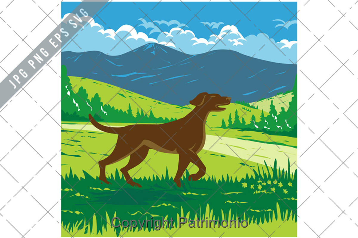 Pointer Dog with Mount Redfield WPA, an Illustration by patrimonio
