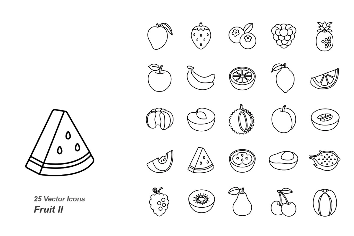 Fruit II outlines vector icons, an Icon by Jisun Park