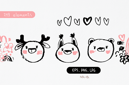 Forest animals. Clipart & patterns, an Animal Illustration by tata_ota