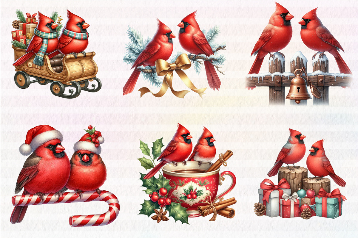 Red Cardinals Christmas Sublimation, an Illustration by CreationArt (Photo 3 of 5)