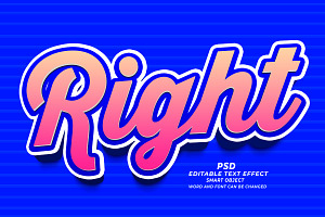 Right PSD 3D Editable Text Effect