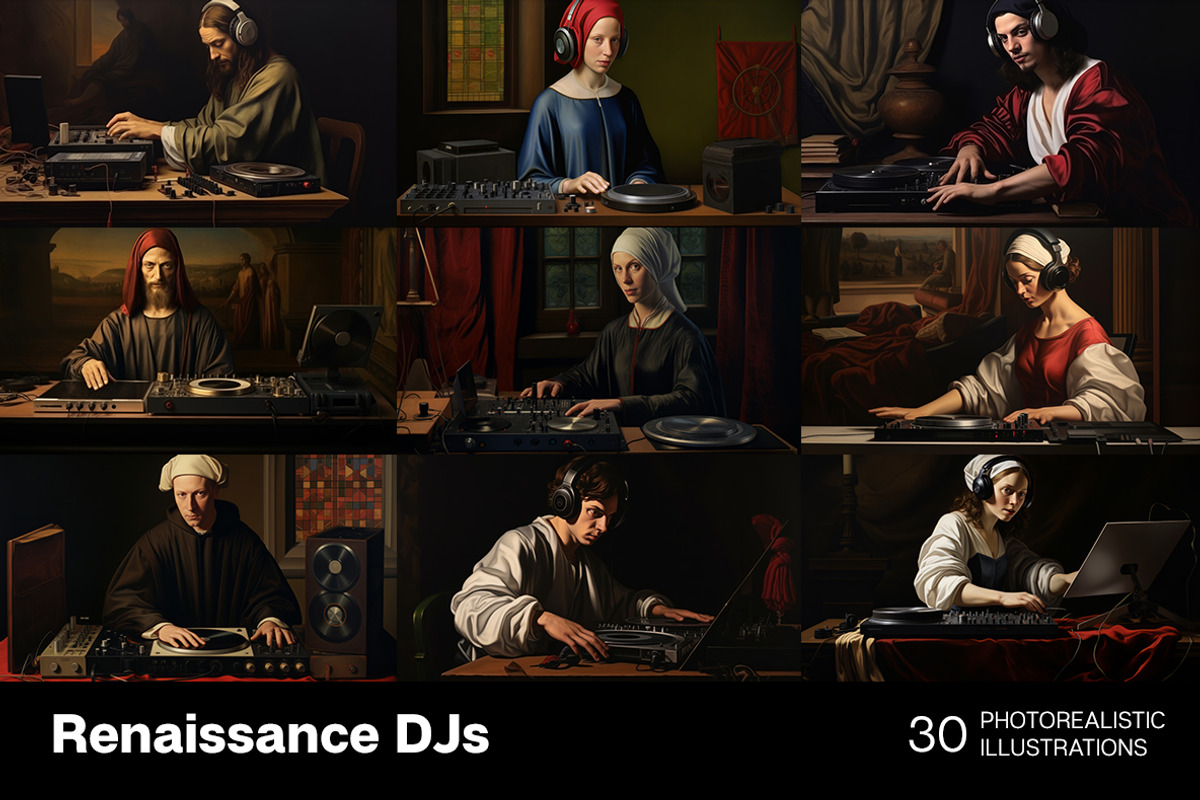Renaissance DJs. 30 images, a Person Illustration by Handmadefont (Photo 4 of 10)