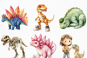 Watercolor Dinosaur Clipart, an Illustration by Craft Nest (Thumbnail 4 of 6)
