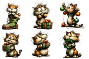 Christmas Whimsical Cats Clipart, an Illustration by Designworld (Thumbnail 4 of 5)
