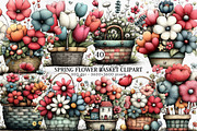 Spring Flower Basket Clipart Bundle, an Illustration by Canvas Craft (Thumbnail 1 of 7)