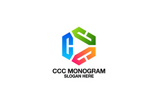 triple letter c vector template logo