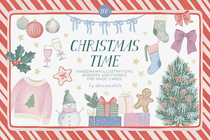 Christmas time illustrations frames, an Object Graphic by alenaganzhela