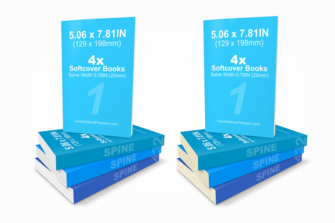 4 Paperback Book Stack Mockup | Creative Photoshop Templates ~ Creative