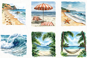 Summer Beach Views Clipart, an Illustration by OK Design (Thumbnail 2 of 5)