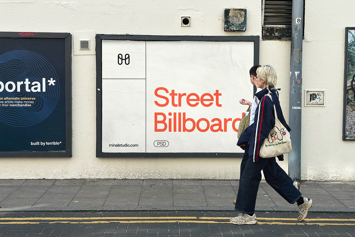 Street Billboard Mockup, an Advertising Mockup by MinalStudio (Photo 1 of 6)