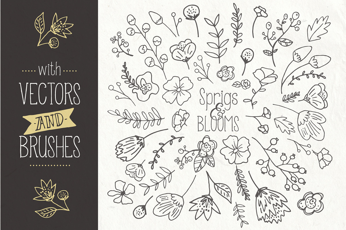 Sprigs & Blooms Clipart +Bonus Logos, an Object Graphic by The Pen and Brush (Photo 2 of 7)