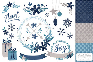 Navy Christmas Wreaths & Patterns, an Illustration by Amanda Ilkov