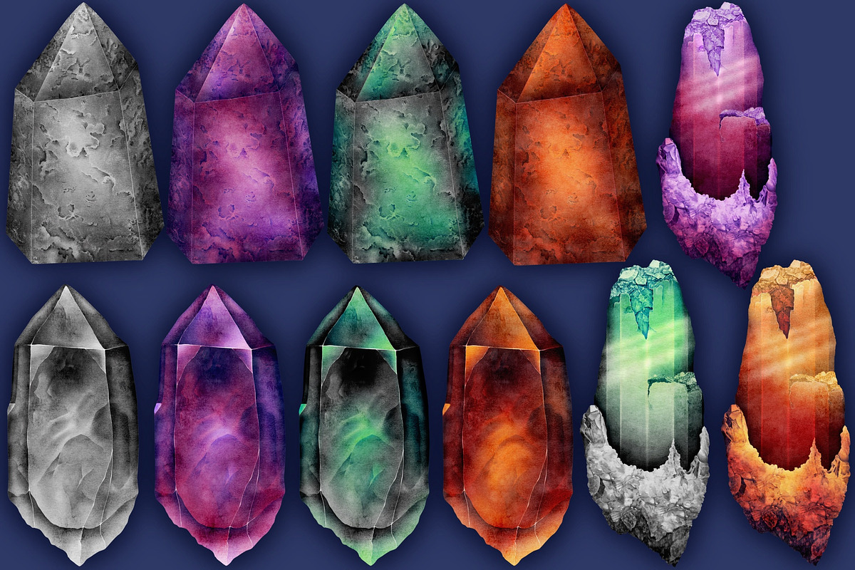 Crystal Magic, Dark clip art set., a Seasonal Illustration by Happy Sloth Graphics (Photo 5 of 18)