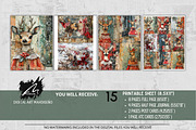 Cute Xmas Deer, Shabby Journal Pages, a Seasonal Illustration by Digital Art Mahdiseño (Thumbnail 4 of 10)