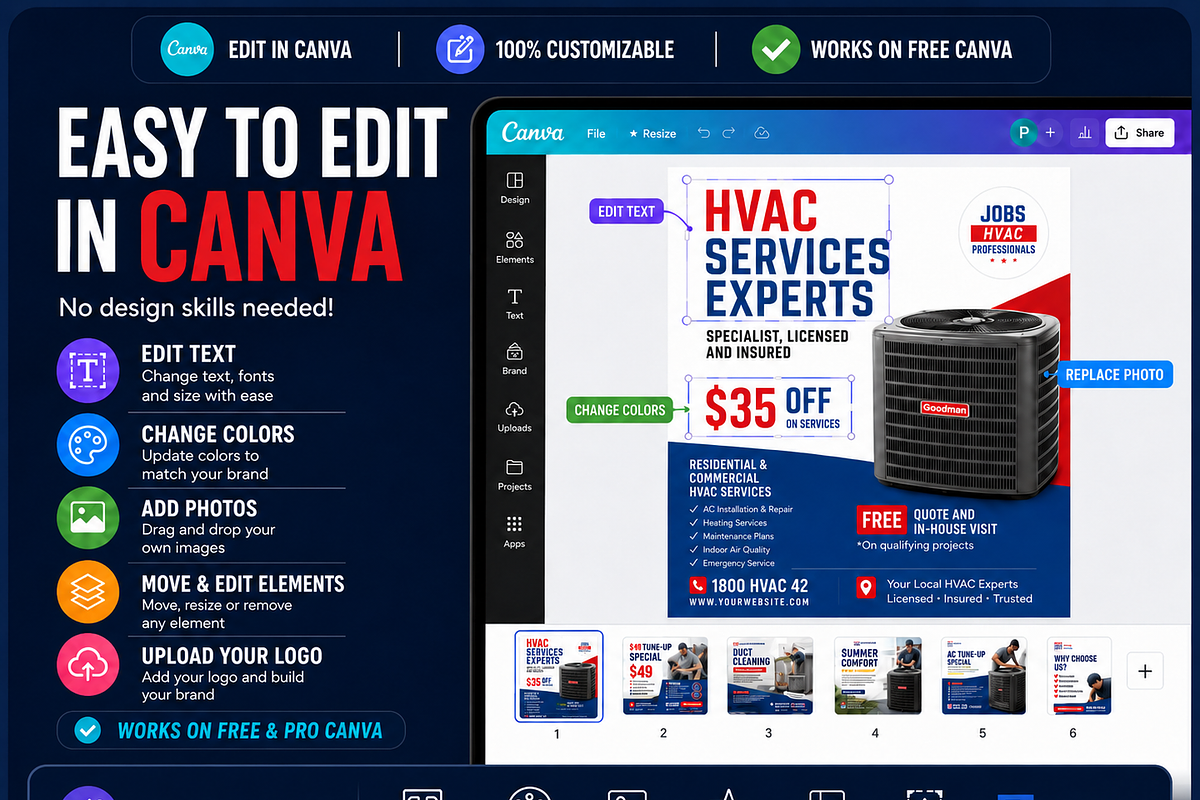 HVAC Social Media Templates Pack, a Social Media Template by PSDPixel (Photo 5 of 6)
