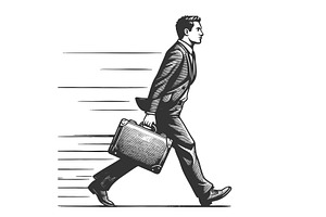 Businessman Rushing with Briefcase, a Person Illustration by AlexArt