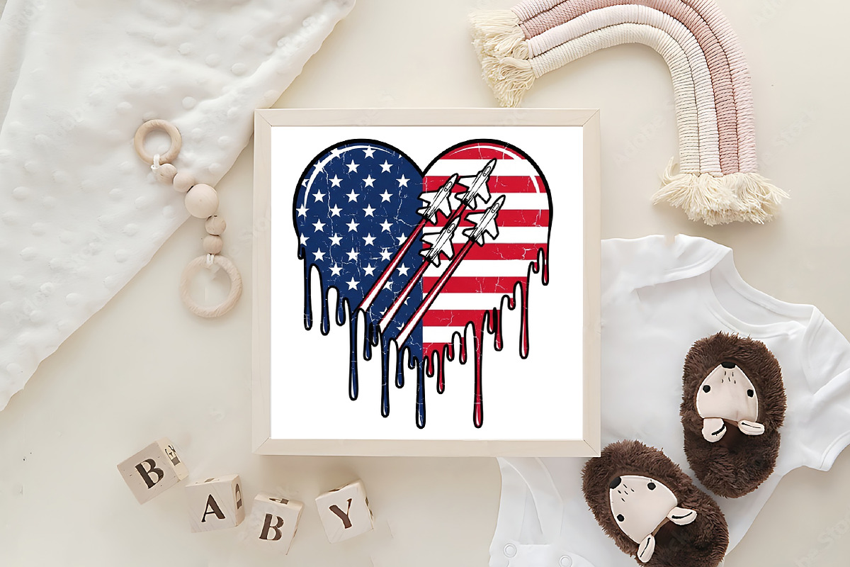 Patriotic Jet Heart 4th of July Png, an Illustration by CraftArtStudio (Photo 4 of 4)