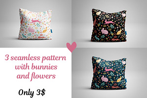 Rabbit vector seamless patterns.